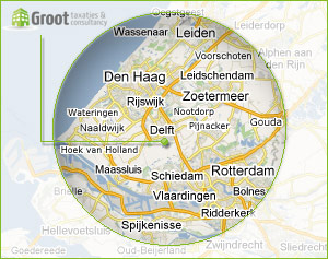 Werkgebied van Groot Taxaties voor het aanvragen van een taxatie van uw woning of bedrijfspand in Den Haag, Delft, Zoetermeer, Leiden, Rotterdam, Wassenaar, Schiedam, Rijswijk en het Westland.